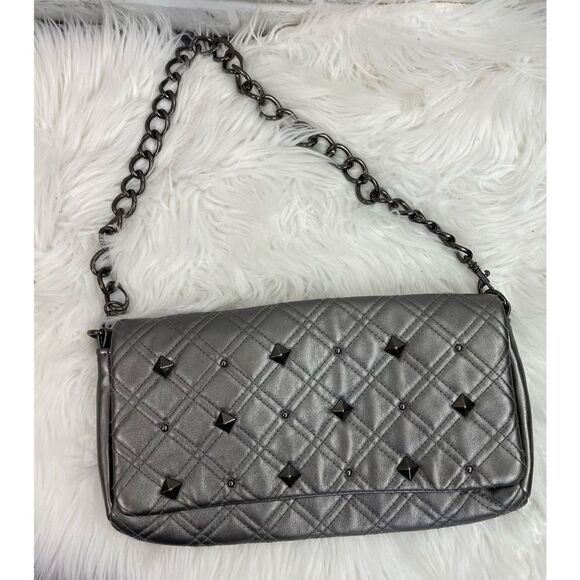 Kate Landry Plaid Silver Pattern Metal Studs Animal Print Inside Shoulder Bag - Picture 13 of 13